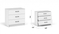 Комод 3 ящ. Чикаго Вайт (Белый)