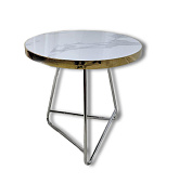 Стол СТ-110 (Белый мрамор/Ноги серебряные/Царга золото)