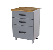 Шкаф нижний с 3 ящиками 6РГ3 кухня Тоскана без столешницы (Белый/Графит) 