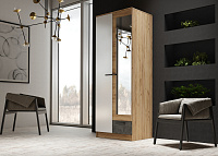 Шкаф Адель 0.8 (Дуб вотан/Белый гладкий/Цемент темный)