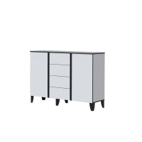 ТЭКС_Гостиная Амара_комод белый с тиснением, графит серый ТЭКС_Гостиная Амара_комод белый с тиснением, графит серый