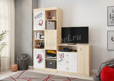 Стеллаж Энерджи (Дуб сонома/Белый)