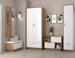 Эго (Дуб крафт золотой/Белый глянец)