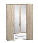 Шкаф 4дв. для одежды и белья Сопрано (Дуб сонома/Белый)