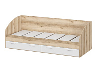 Кровать Геометрия-1 с ящиком (Белый/Делано светлый)