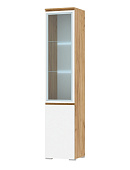 Пенал-витрина Гретта 1В1С (Дуб крафт золотой/Белый)